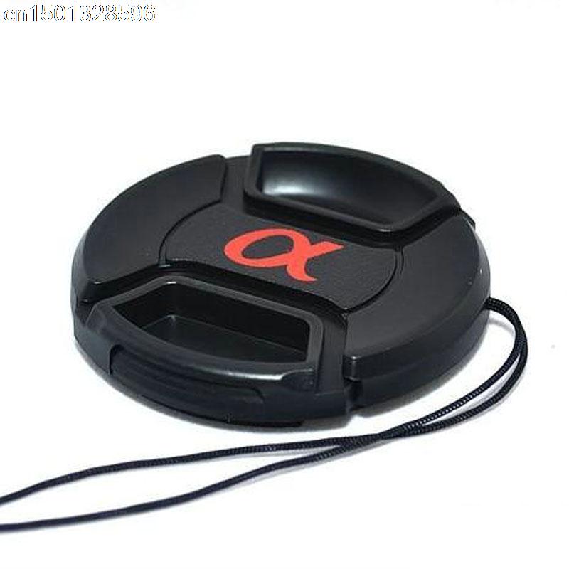 New! 55mm 55 mm Center Pinch Snap On Front Lens Cover Cap Hood w/ Strap for Sony Alpha A200 A300