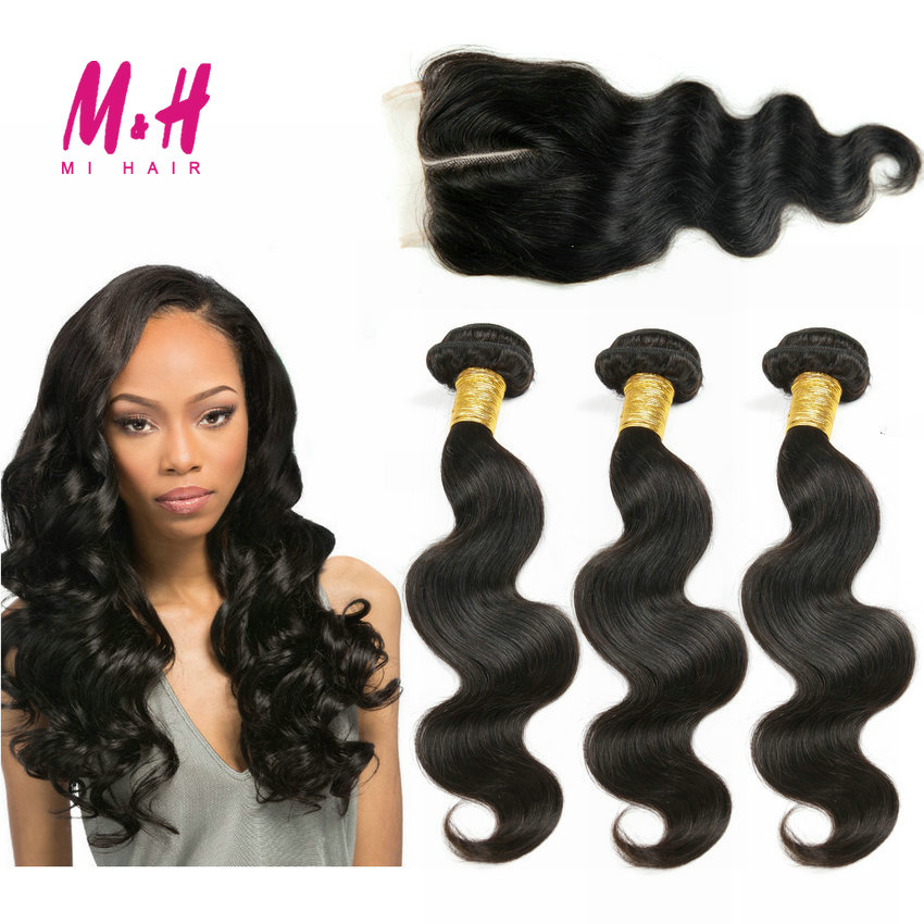 Peruvian Virgin Hair Body Wave With Closure Grace Hair Products With Closure Rosa 4 Bundles Human Hair Weave With Lace Closure
