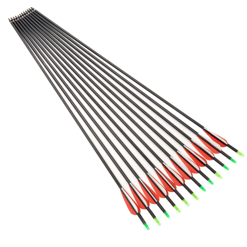 24Pcs lot Replaceable 30 inch Long Archery Carbon Arrow 500 spine Hunting Practice Archery for Long