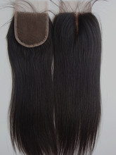 Brazilian Straight Human Hair Lace Closure Bleached Knots Middle Part Lace Top Closure With Natural Color