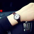 Luxury Vintage Small Rome Dial Genuine Leather Thin Strap Quartz Dress Watch Wristwatches for Women Ladies