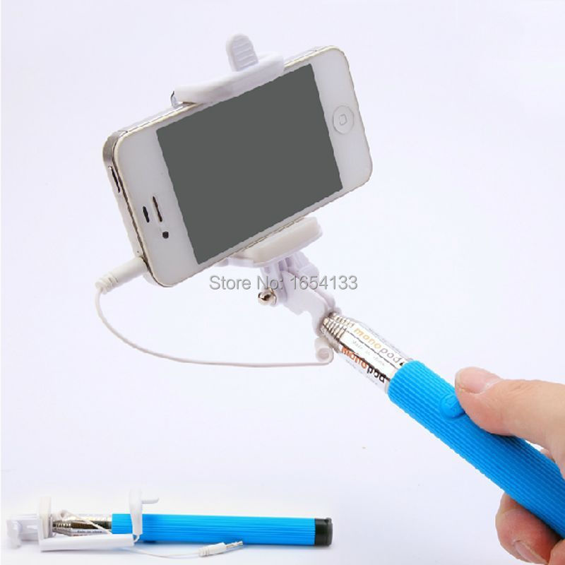 Newest Folding Selfie Stick Monopod With Audio Cable Wired palo selfie pau de selfie universal for iphone iphon 5 6 samsung s5 (4).jpg