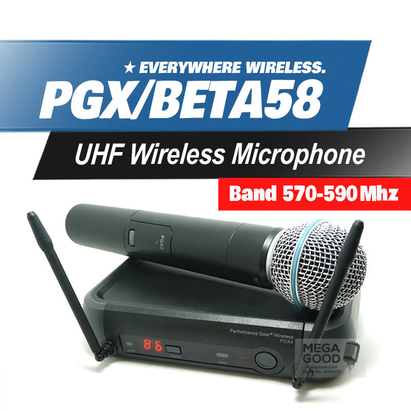 Free shipping!! Band 570-590MHz  PGX  PGX24 / BETA 58  WIRELESS MICROPHONE UHF  vocal microfone system with 3 pin handheld