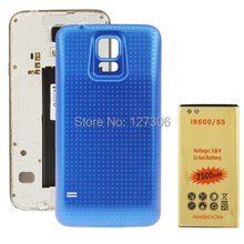 High Quality 7500mAh Mobile Phone Battery & Blue Cover Back Door for Samsung Galaxy S5 / G900 Battery Cover