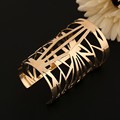 Wide Open Gold Cuff Bracelet Jewelry Bracelets Bangle Openwork Pattern For Women Luxury Brand United Nations