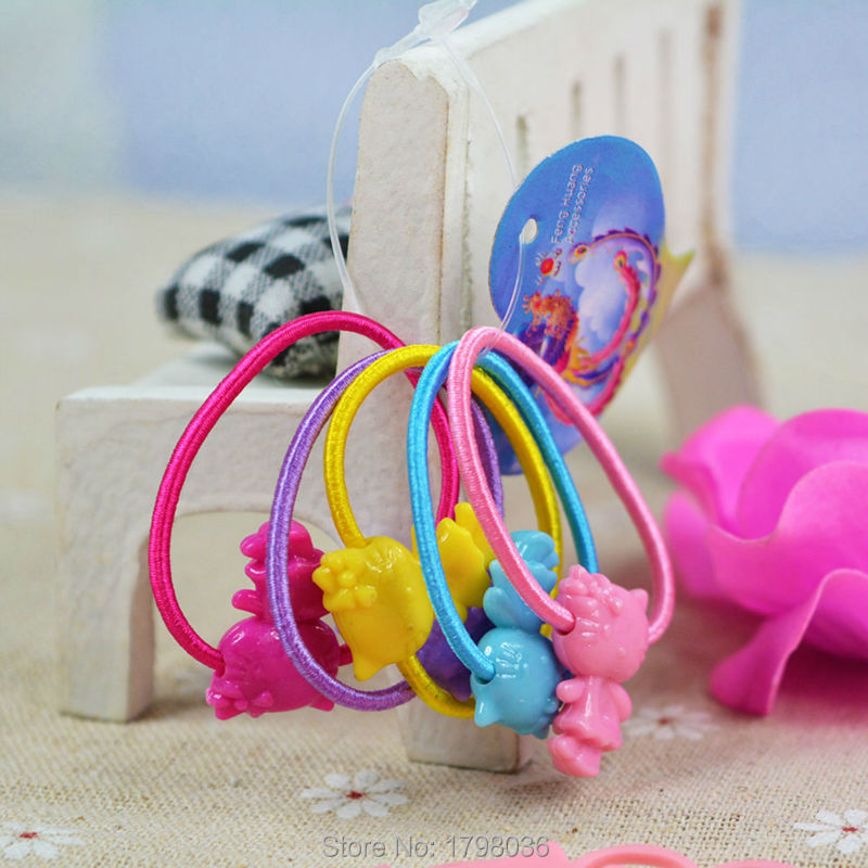 20 Pcs Hairband Kids Elastic Hair Bands Tie Elastic Children Rubber Carton Round Ball High Quality