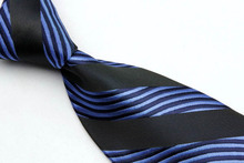 ST003 Blue Black Stripes Fashion Jacquard Woven Silk Tie Gravata Casual Neckties For Man Business Wedding