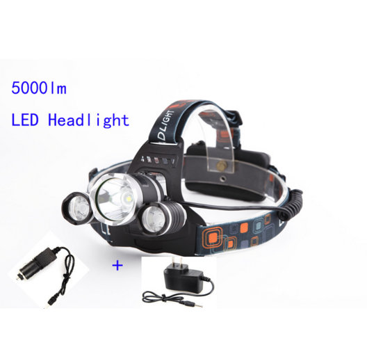 5000Lm CREE XML T6+2R2 LED Headlight Headlamp Head Lamp Light 4-mode torch+EU/US Car Charger For Fishing Lights