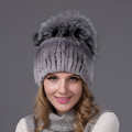 2016 new arrival hat winter real Rex rabbit fur hat with silver fox fur winter cap