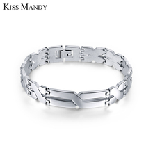 Concise Silver Bracelets Stainless Steel Hidden and Safety Clasp for Man Male Jewelry Wholesale FB16