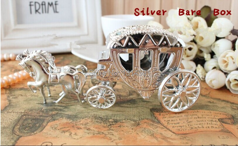 50 pcs/lot New arrival! Cinderella Theme Gold and Silver Royal Carriage Design Wedding Favor Candy Box lembrancinha docasamento