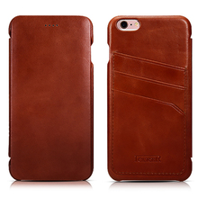 Original ICARER Card Holder Genuine Leather Case For iPhone6 6s Plus 5.5inch Vintage Flip Cover With Card Slot Back Case