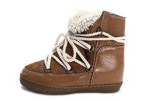Isabel Marant Women Winter Warmly Plush Fur Ankle Snow Boots Genuine Leather Height Increasing Sneakers
