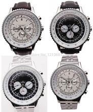 Men reloj de lujo de movimiento mecánico automático bentley negro rostro grande 50 mm de acero inoxidable / cuero relojes para hombres relojes de