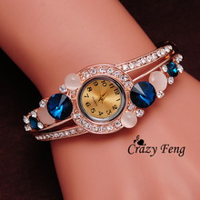 Free Shipping Gift For Women Quartz Watch Lattest 4 Colors Wristwatch Women Bangle 18K Gold Plated Crystal Opal GENEVA Watches
