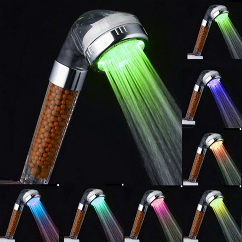 Romantic Automatic Negative Ions Anion LED Light Shower Head 7Colors Change
