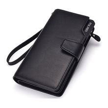 Mens hasp wallet zipper pocket male clutch multifunction genuine leather wallets long cellphone bag big capacity free shipping