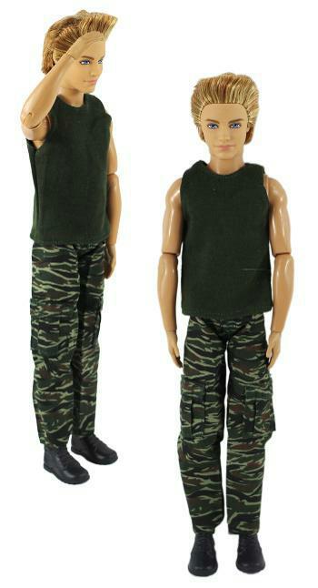 Casual livraison gratuite homme poupées vêtements uniforme de camouflage pour Barbie Ken