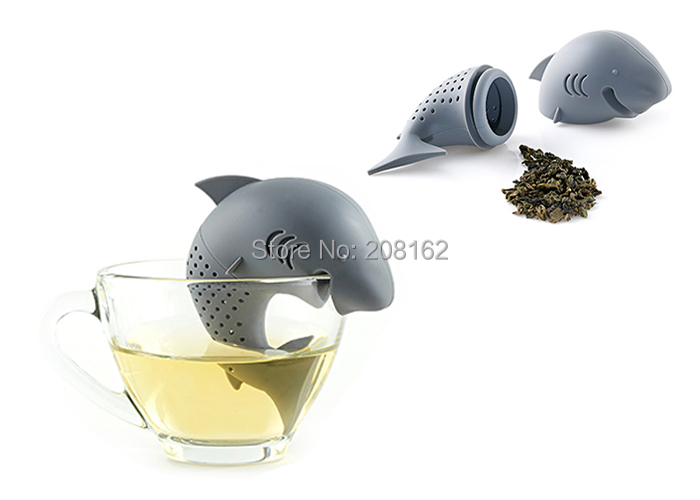 Mr Shark Tea Leaf Filter Silicone Tea Bag Creative Tea Infuser Drinkware Tools TB14110701