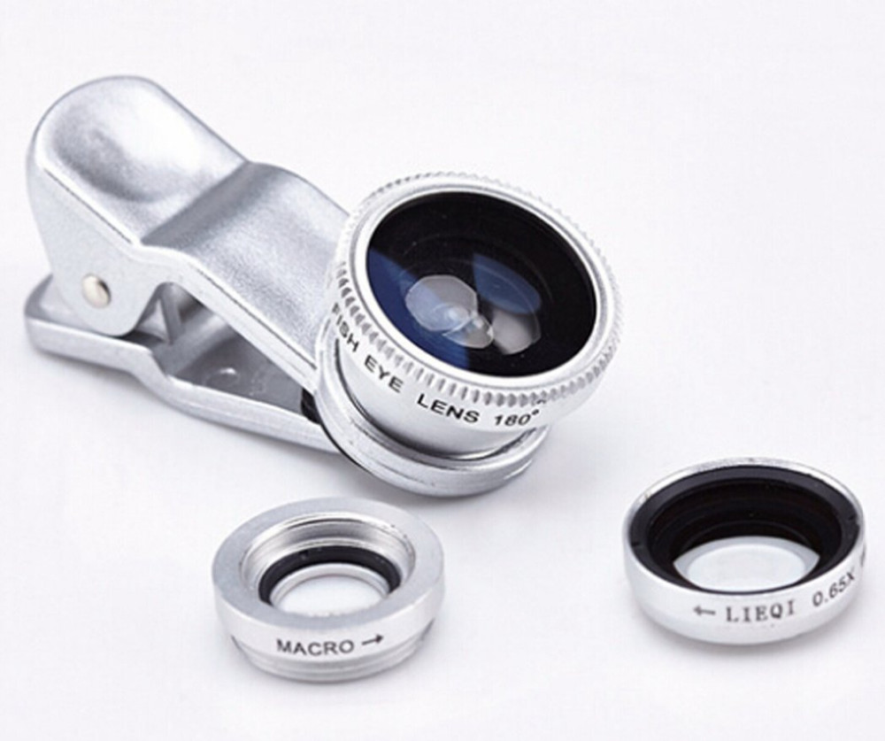 LIEQI LQ-011 3 in 1 Universal Mobile Phone Clip-on 0.65X Wide-angle + Fish Eye + Macro Lens - Silver 1
