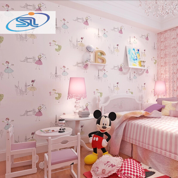 Free shipping  romantic   kids  children girl room 3d wallpaper   papel de parede   wallpaper non-woven 4 colors