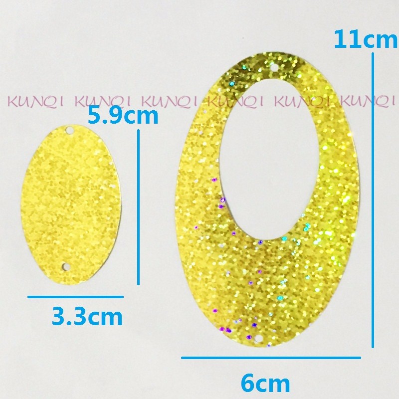 Description Picture 3 of item50pcs/100pcs 110*60mm Large Dual Oval Egg Shape Sequin Paillette Sewing,Wedding Craft,Kids DIY Garment Accessory
