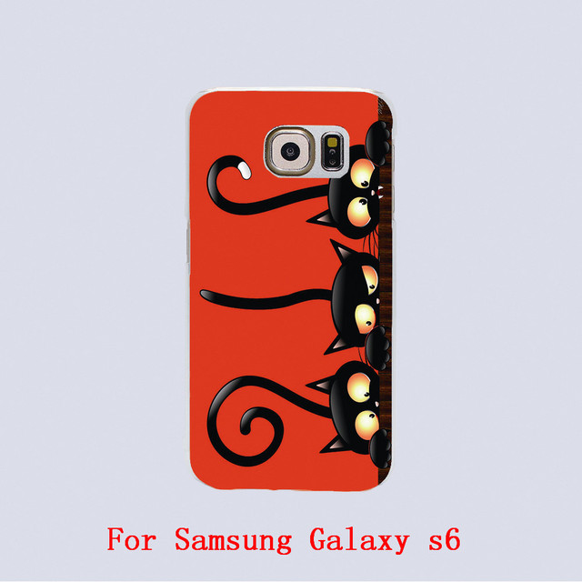 black cat halloween Design Black skin phone cover cases For Samsung Galaxy S3 9300 /S4 /S5 /S6 /S6 Edge