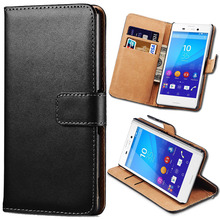 M4 Aqua Luxury Genuine Leather Phone Case For Sony Xperia M4 Aqua E2303 E2333 E2353 Wallet Stand Card Holder Sleeve Flip Cover