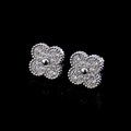 clover rhinestone silver plated color fashion for women stud earring
