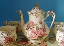 Fashion classical rustic ceramic colored drawing coffee tea set
