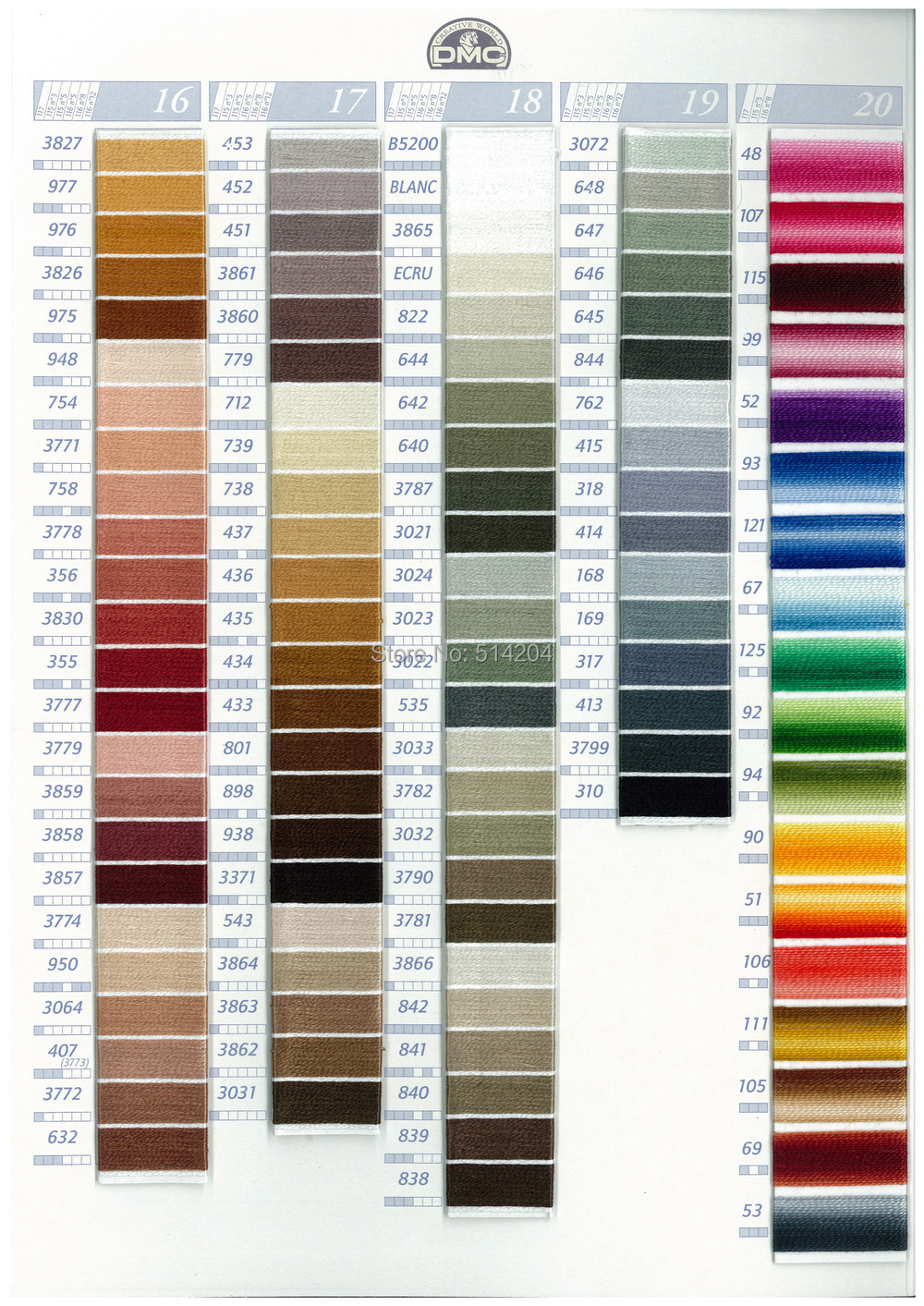 Dmc Color Chart 2017