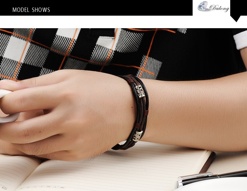OPK Handmade Multi-Layer Man Bracelet New Fashion Leather Punk Rock Jewelry For Men Vintage Design Accessories Christmas Gifts OPK Handmade Multi-Layer Man Bracelet New Fashion Leather Punk Rock Jewelry For Men Vintage Design Accessories Christmas Gifts