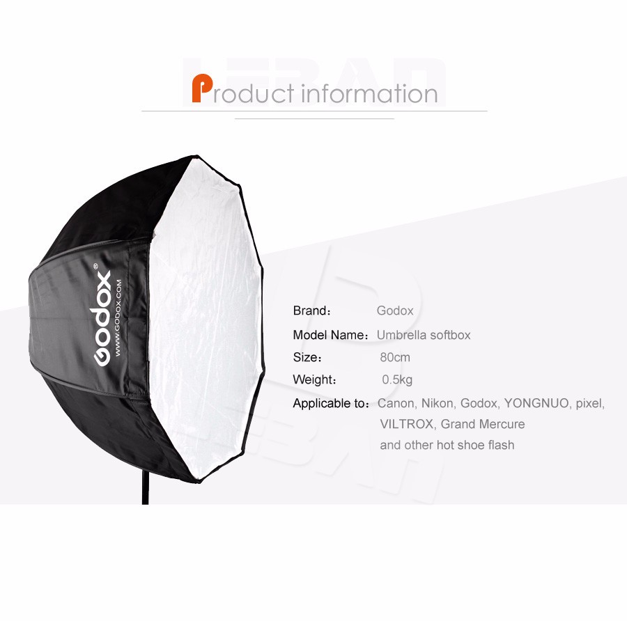 Description Picture 5 of itemGodox Portabl 80cm/31.5in Octagon Flash Softbox Umbrella Brolly Reflector Flash light Softbox for Speedlight Photography