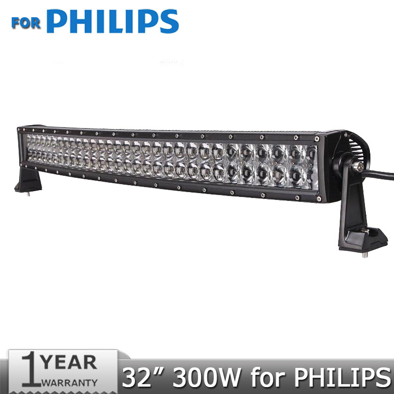 32 inch 300W for PHILIPS Curved LED Light Bar Offroad Combo for 12V 24V Tractor Pickup DRL 4WD 4x4 Truck SUV ATV Driving Lamp