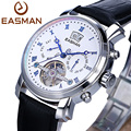 EASMAN Brand Men Watches Luxury Skeleton Leather Black Automatic Mechanical Real Flying Tourbillon Wristwatches Watches Men