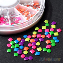 500pcs 6 Colors Stud Nail Art 3D Design Decoration Stickers Metallic Studs 1D9X