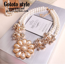 2014 New Arrival Free Shipping fashion necklaces & pendants Vintage Pearl chunky choker Necklace statement jewelry women