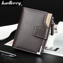 Hot Sale Quality Soft Leather Men Wallets Vertical Business Leisure 3 Folds Hasp Zipper Credit Card Holder Wallet Free Shipping