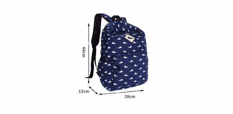 Small whales animals backpacks han edition fashion women canvas backpack girl school bags travel bag (1)