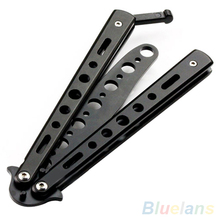 Hot Black Metal Practice Butterfly Trainer Training Knife Dull Tool  1QBE