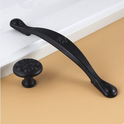96mm black furniture decoration hardware handles dresser cupboard pull knob black kichen cabinet drawer wardrobe handle pull