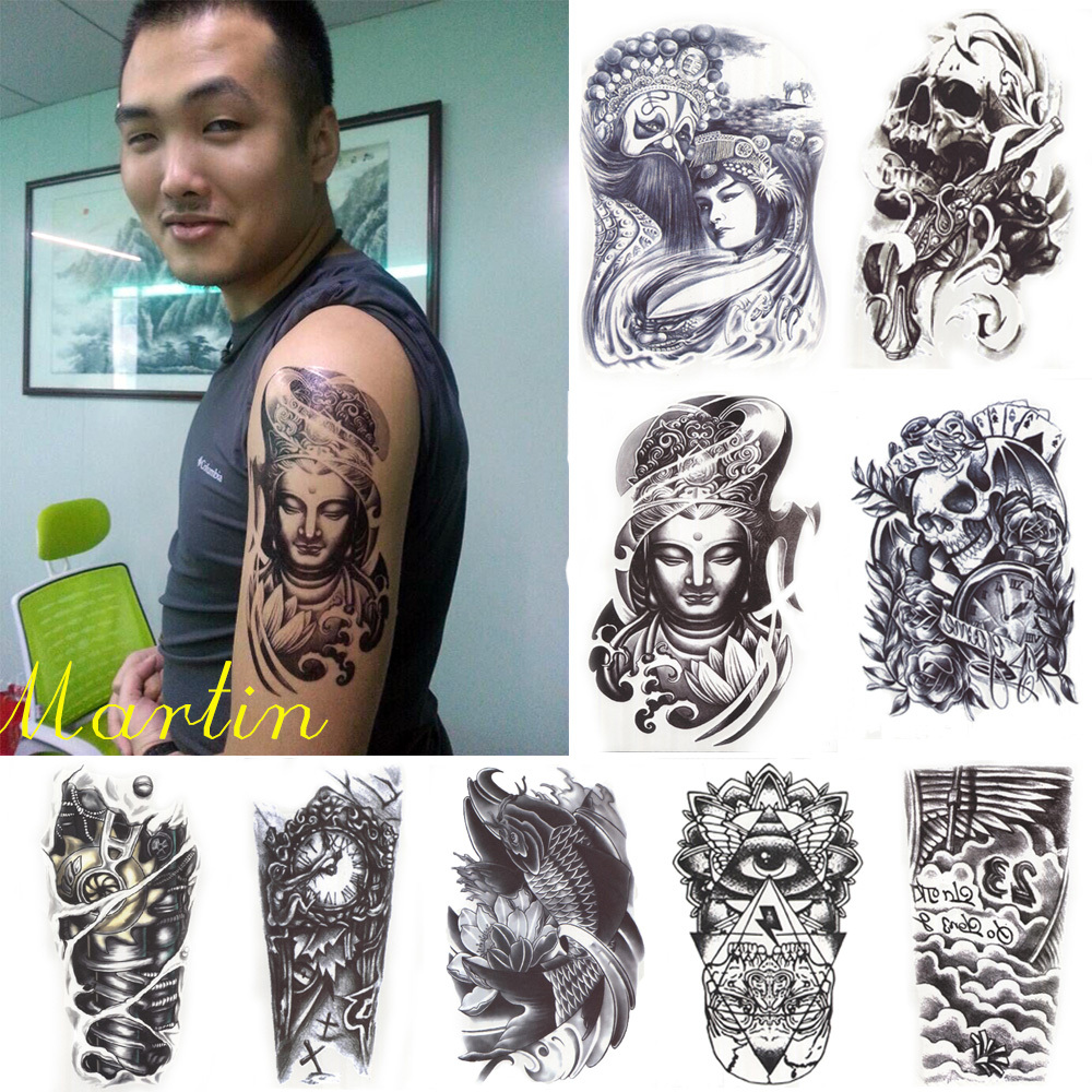 12 Styles 3D Waterproof Body Arm Leg Art Tattoo Sticker Handsome Tatouage Glitter Black Temporary Tattoos