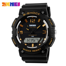 2015 nueva Skmei 1057 relojes LED Digital de cuarzo reloj militar resistente al agua Dual hora de alarma reloj para los deportes