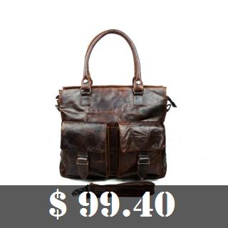Vintage Genuine Leather Cowhide Crazy Horse Men Business Handbag
