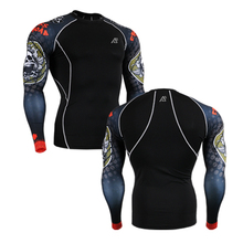 Men’s Compression Shirts Fashion Sides Long Sleeves Prints Fitness& Exercise Training Running Tights T-shirt Mens Gamen Clothing