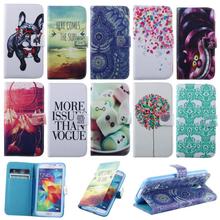 Cute Dog & Cat Stand Card Slot and Money Slot Holder Wallet Flip Leather Cover Case For Samsung Galaxy S5 SV I9600