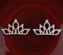 200pcs lot 2Colors Vintage Boutique Rhinestone Crown For Baby Hair Accessories Flat Back Alloy Tiara Button