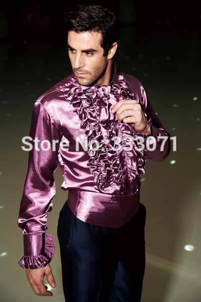 purple satin shirt men