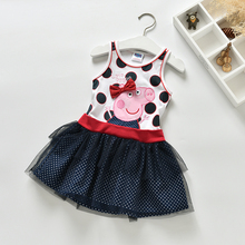 2016 cartoon nova peppa pig baby girls dress summer new baby girls short sleeve children tutu dress clothing