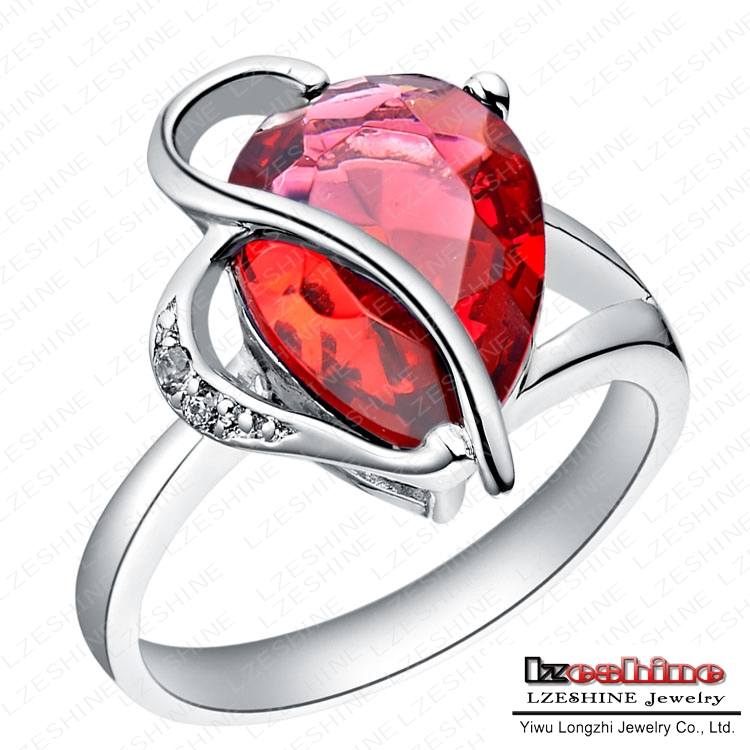 New Design Bijoux Imitation Gemstone Rings For Women Trendy Real Platinum Plated Personalized Ruby Ring WX